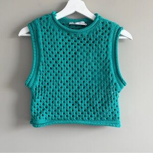 Zara Turquoise Knit Sleeveless Top